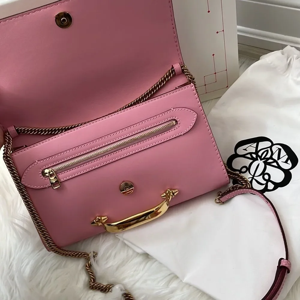Alexander McQueen Clutch Shoulder Bag - Barbie Pink - Handbag - Designer - Gold - Picture 9 of 14